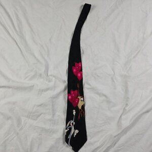 Vintage 90s Looney Tunes Mania Valentines Bugs Bunny Taz Heart Balloons Neck Tie